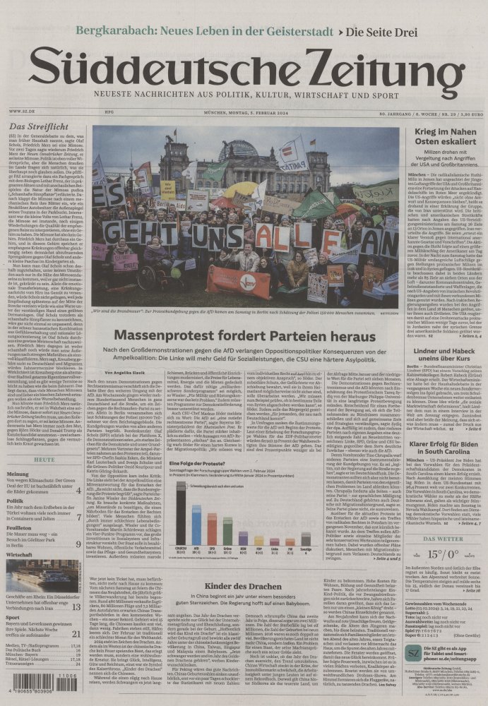 Magazine Süddeutsche Zeitung 6 Février 2024 Vendu Au Numéro